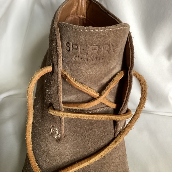 SPERRY Stella Prow suede booties Sz 6 wedge lace up EUC - Picture 4 of 8